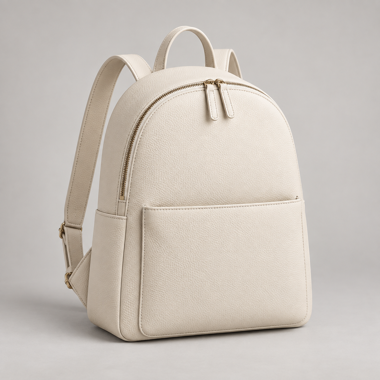 Ivory City Pack: Compact clean-lined backpack with a rounded zip top and a front slip pocket. Illustrative design reference.